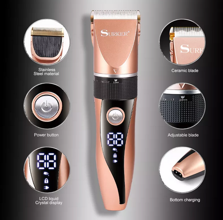 Surker powerful hair clipper adjustable trimmer rechargeable battery 1200mAh SK-826 - surker