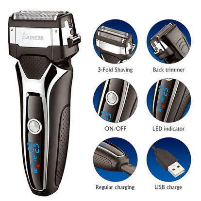 Surker Pro electric shaver beard foil razor for men rechargeable RSCX-9008