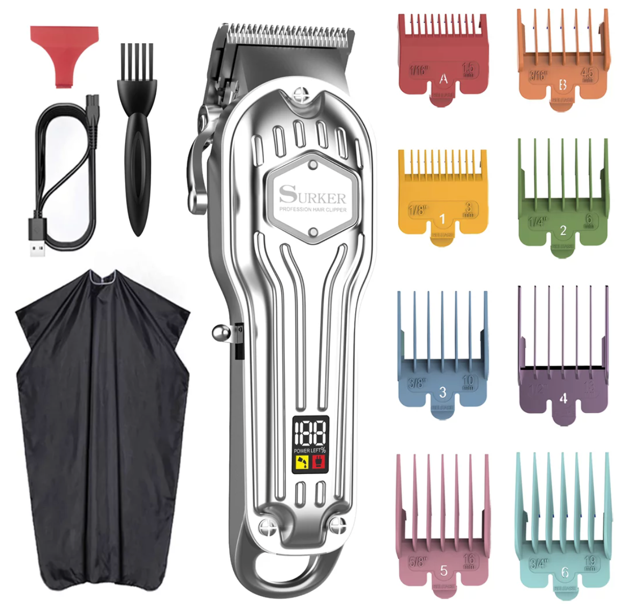 Surker clipper professional hair trimmer Metal Cordless powerful electric N° K9S