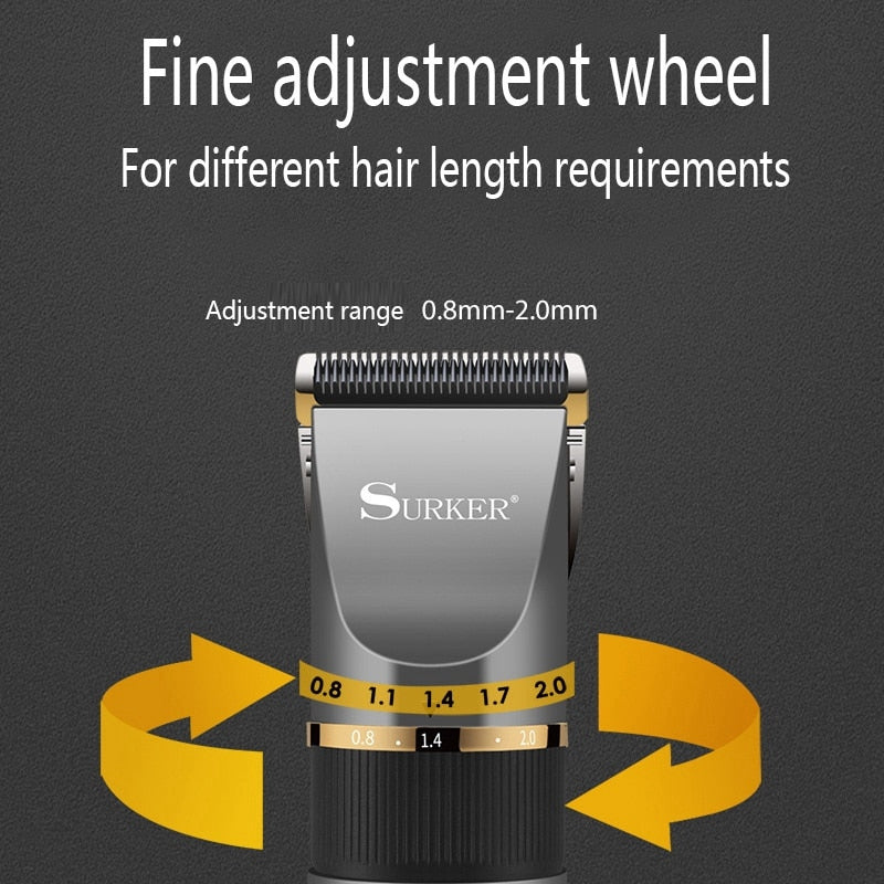 SURKER Electric Hair Clipper Ceramic Professional Fine Adjustable Hair Trimmer Low Noise Hair Cutting Machine Razor - surker