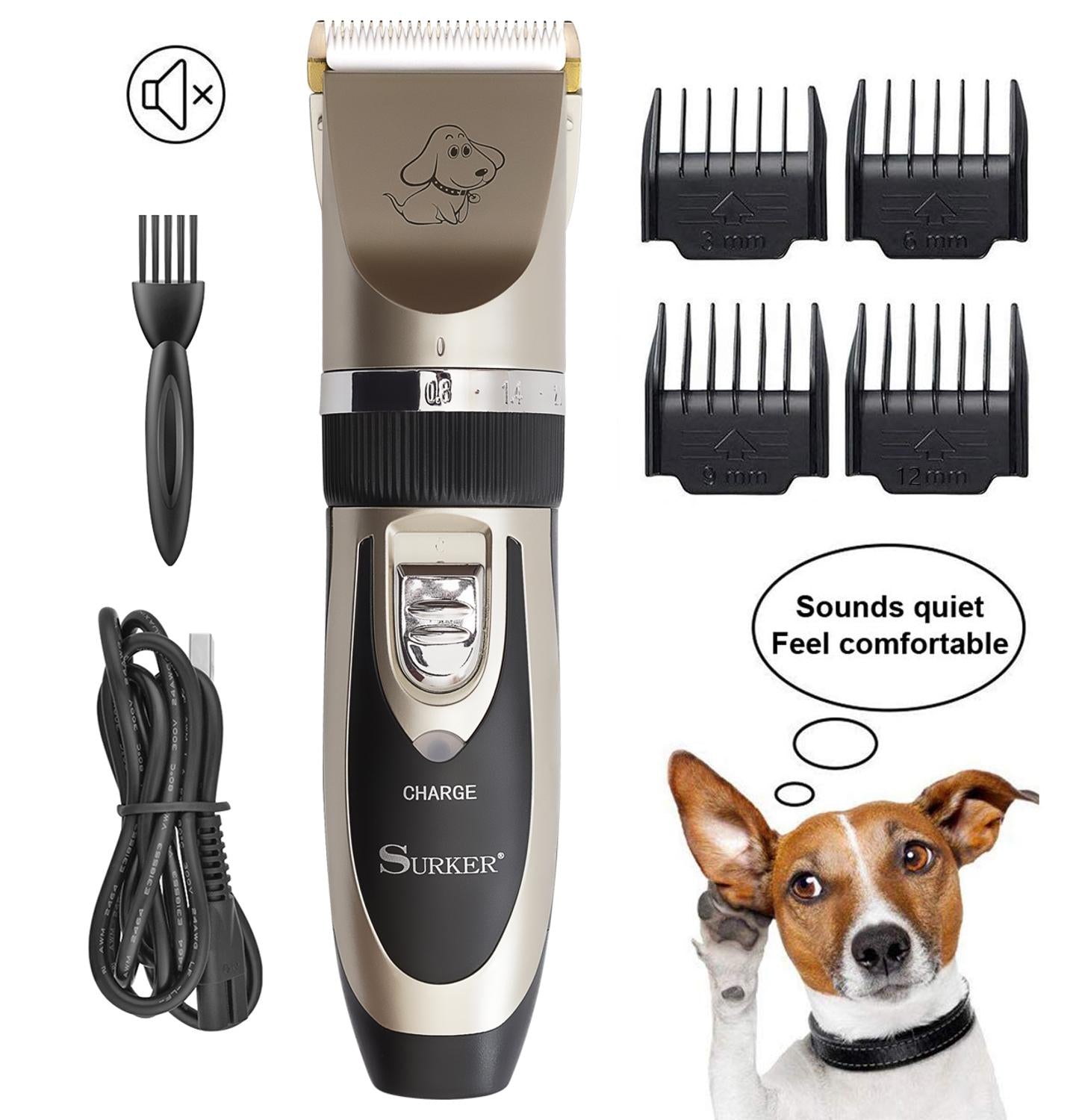 Surker Pets Electric Hair Trimmer Hair Clipper Cordless Low Noise Hair Cutter Machine Usb charing - surker