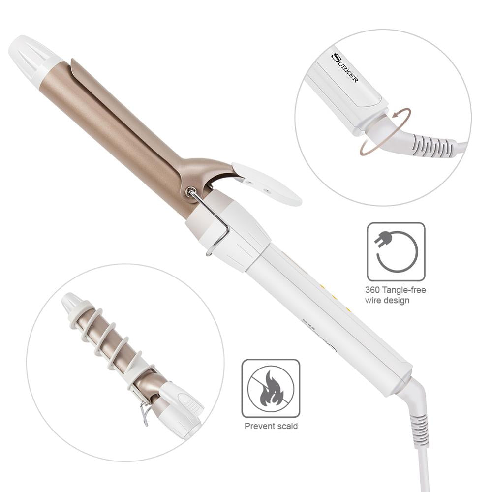 Surker professional hair curling iron ceramic styling tools women thermostatic hair curler bigodini