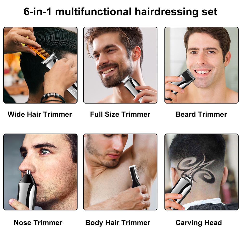 Surker Professional 5 In 1 Hair Clippers Electric Cordless Hair Machine Barber Trimmer For Men Multifunction Shaver Kit - surker