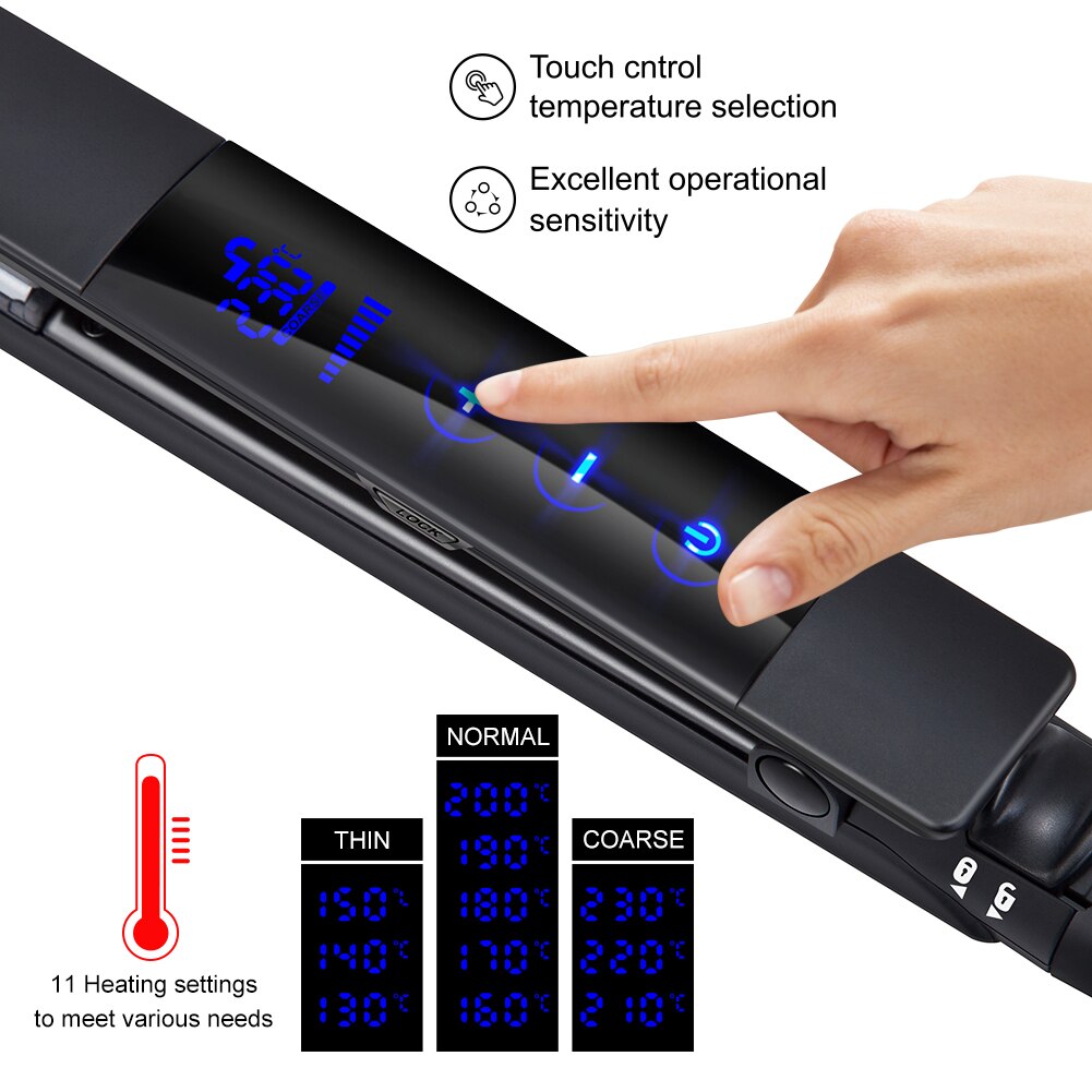 Surker Negative ion Hair Straightener LED Touch screen Curling Iron for Women Ceramic Styling Tools