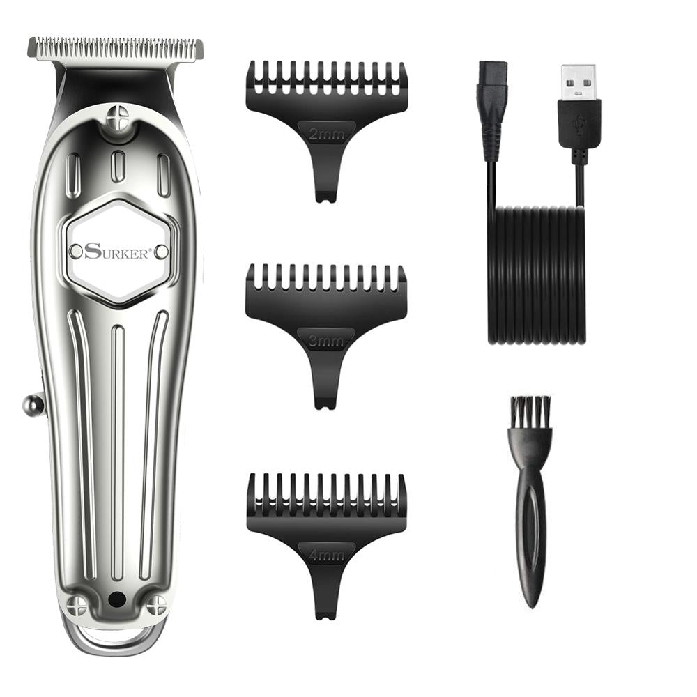 Surker Professional Hair Clippers Rechargeable Razor Haircut Machine For Men Adjustable Stainless Steel Blade