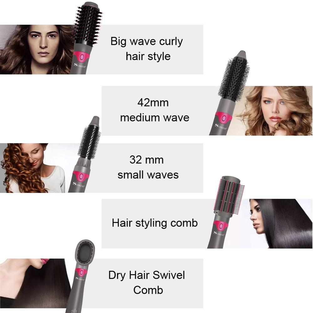 SURKER 5 in1 Hair Straightener Comb Ceramic Hair Curler Hair Dryer Curling Wand Roller Beauty Styling Tools