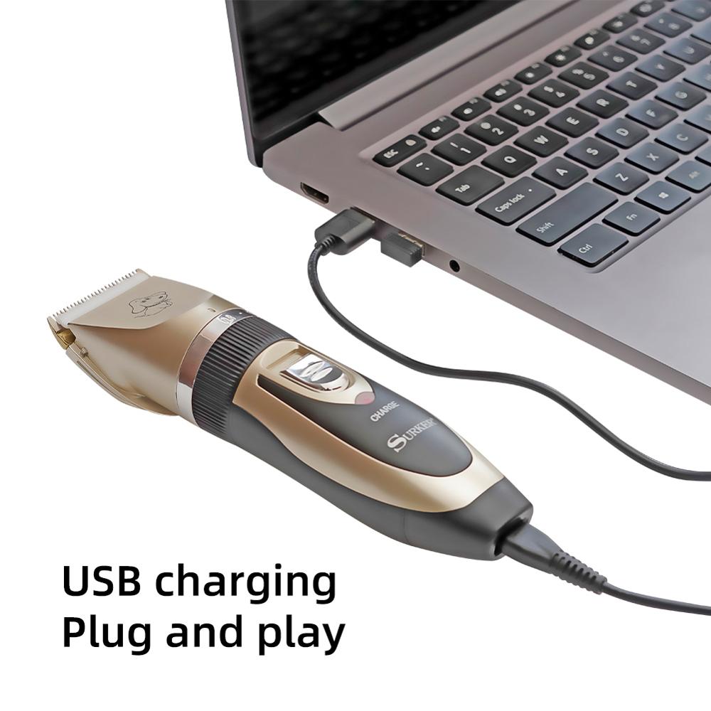 Surker Pets Electric Hair Trimmer Hair Clipper Cordless Low Noise Hair Cutter Machine Usb charing - surker