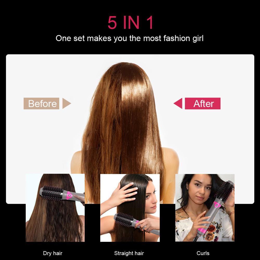 SURKER 5 in1 Hair Straightener Comb Ceramic Hair Curler Hair Dryer Curling Wand Roller Beauty Styling Tools
