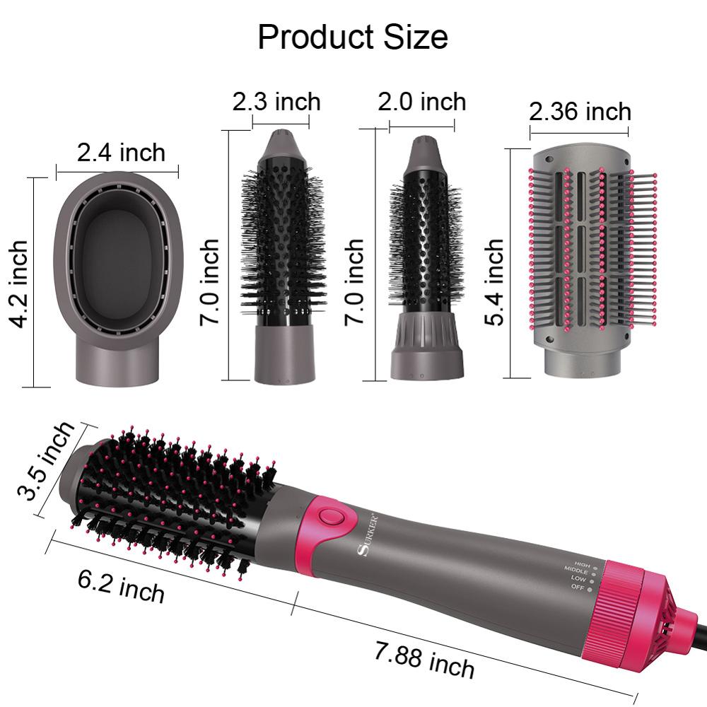 SURKER 5 in1 Hair Straightener Comb Ceramic Hair Curler Hair Dryer Curling Wand Roller Beauty Styling Tools