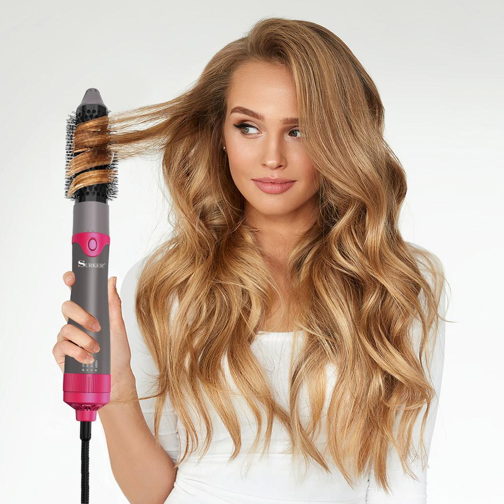 SURKER 5 in1 Hair Straightener Comb Ceramic Hair Curler Hair Dryer Curling Wand Roller Beauty Styling Tools