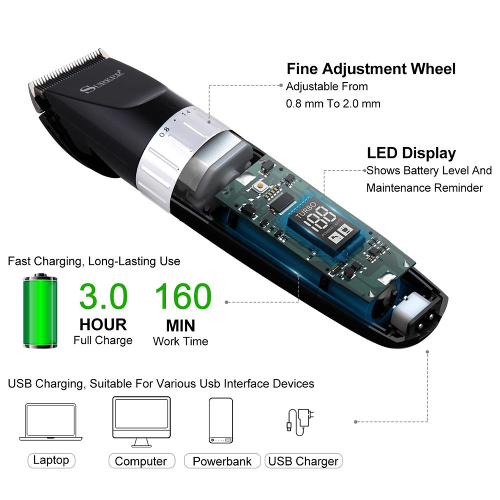 Surker Electric Hair Clipper Rechargeable Professional Waterproof SK-535 - surker