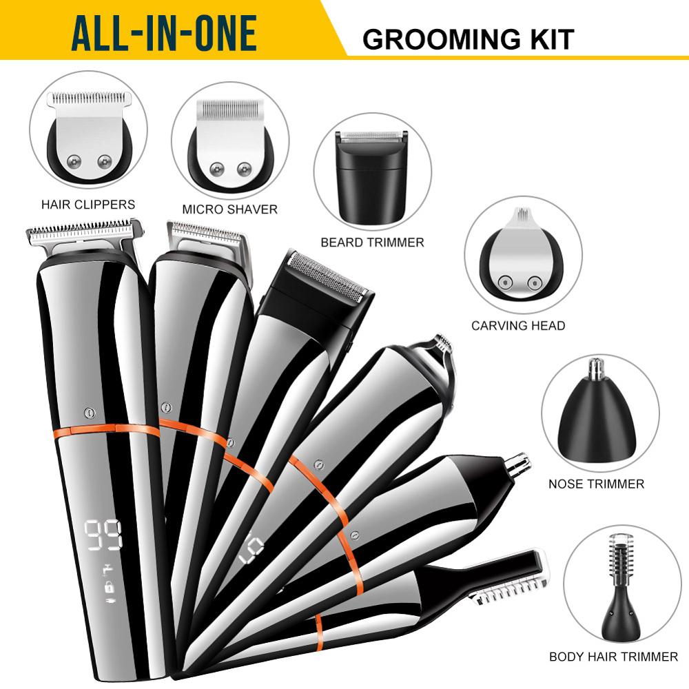 Surker Professional 5 In 1 Hair Clippers Electric Cordless Hair Machine Barber Trimmer For Men Multifunction Shaver Kit - surker