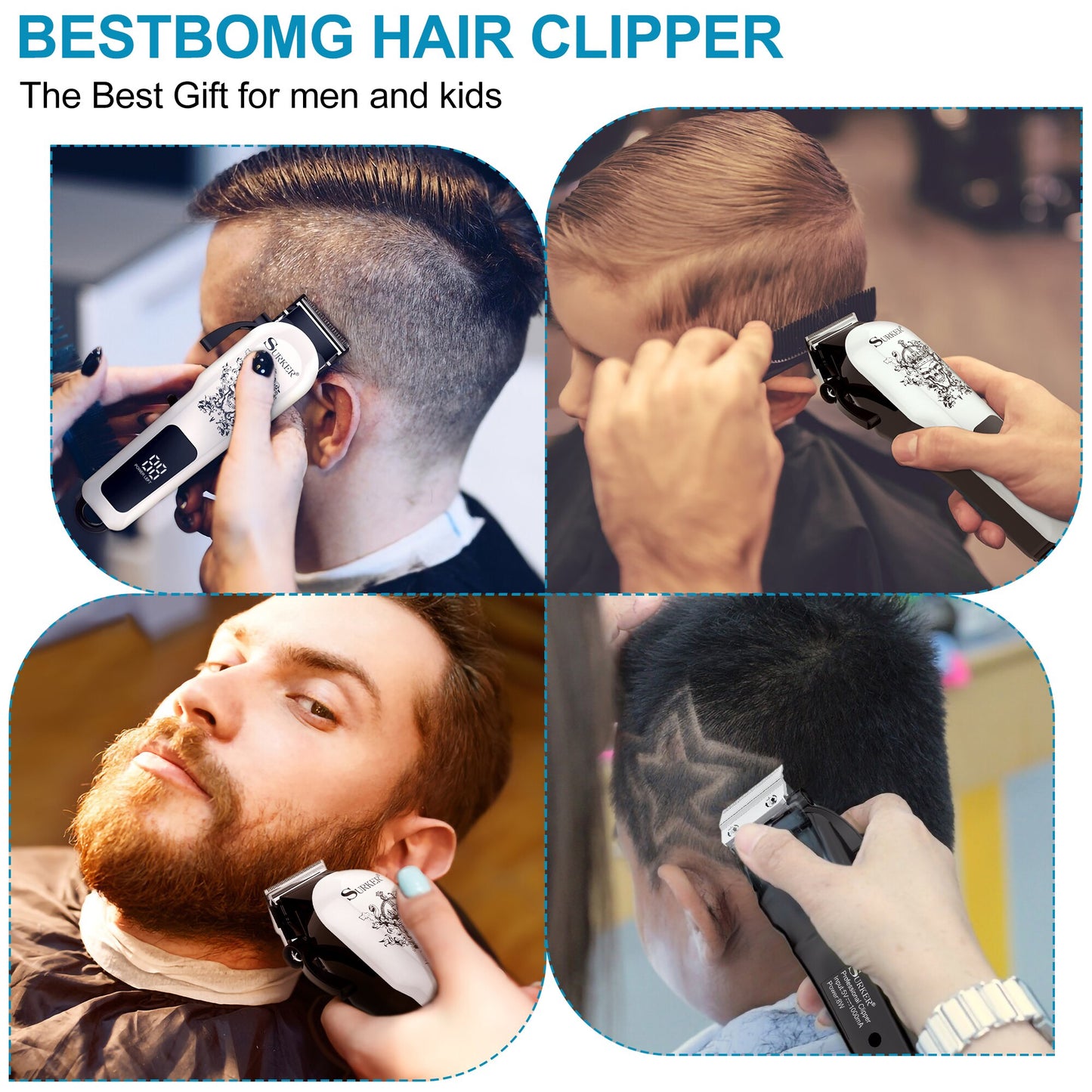 SURKER Hair Clippers for Man Electric Bread Trimmer Professional 309C - surker