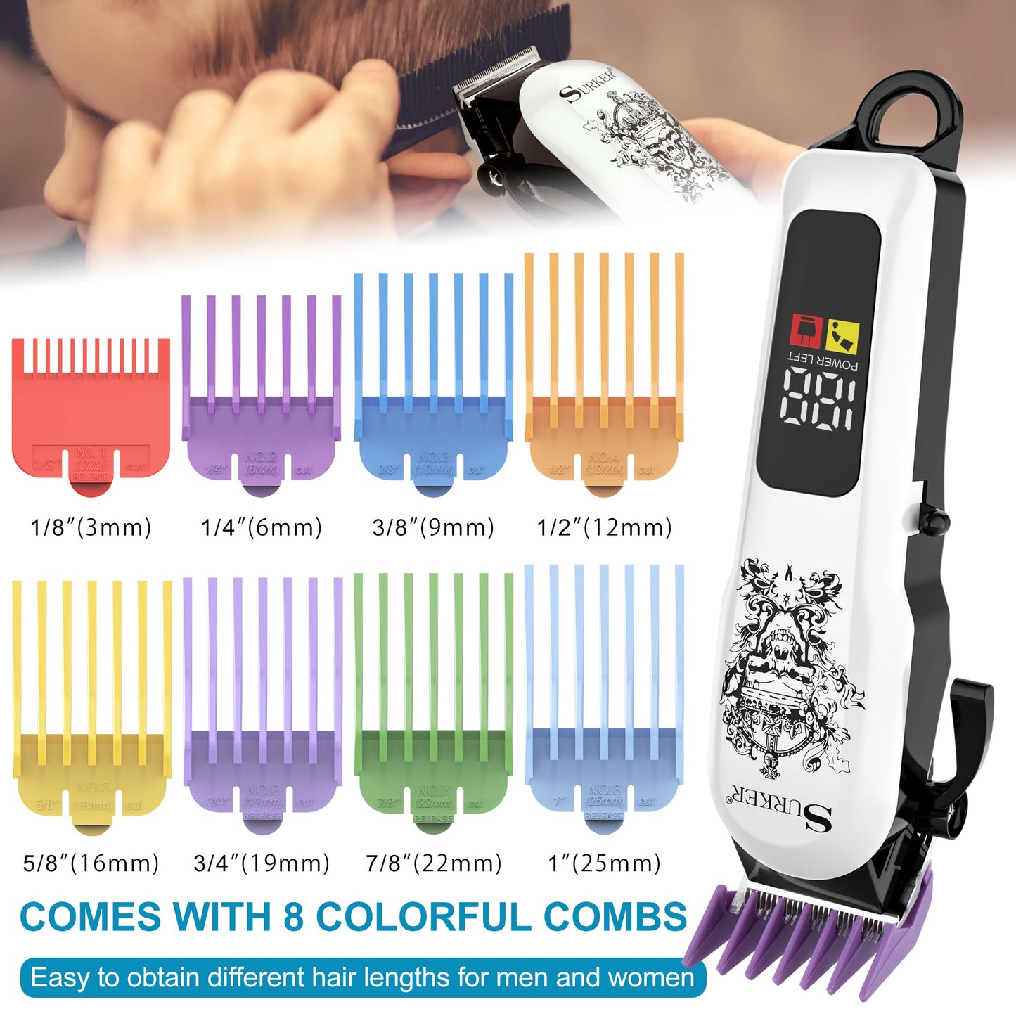 SURKER Hair Clippers for Man Electric Bread Trimmer Professional 309C - surker