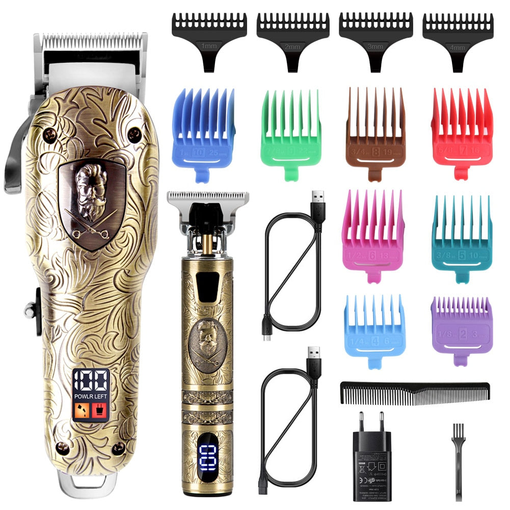 Surker Professional Hair Clippers for Men 2 pieces Suit Hair Machine Electric Cordless Barbershop Hair trimmer
