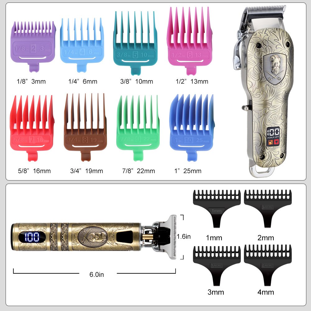 Surker Professional Hair Clippers for Men 2 pieces Suit Hair Machine Electric Cordless Barbershop Hair trimmer