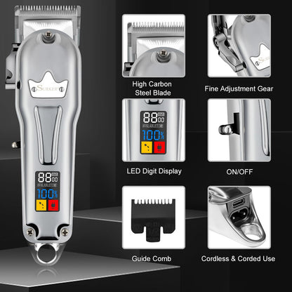Surker Professional Hair clipper Mens Hair Cutter SET 2 Machine  Electric Cordless Hair Trimmer for Barber USB Charging