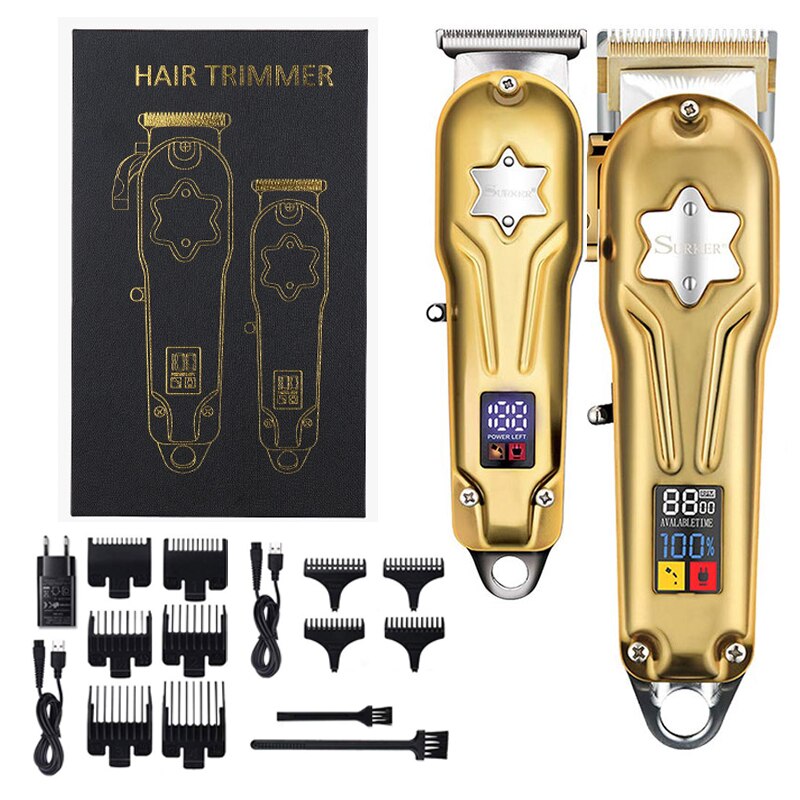 Surker Full metal professional hair clipper combo kit barber cordless SK-660F - surker