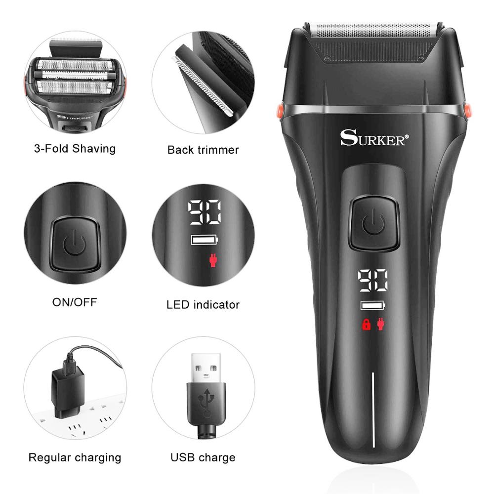 Surker powerful cordless electric shaver pro facial shaving 3