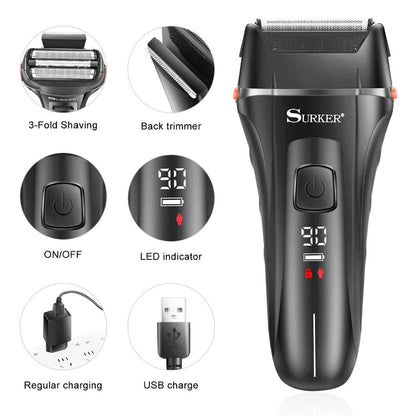 Surker powerful cordless electric shaver pro facial shaving 3