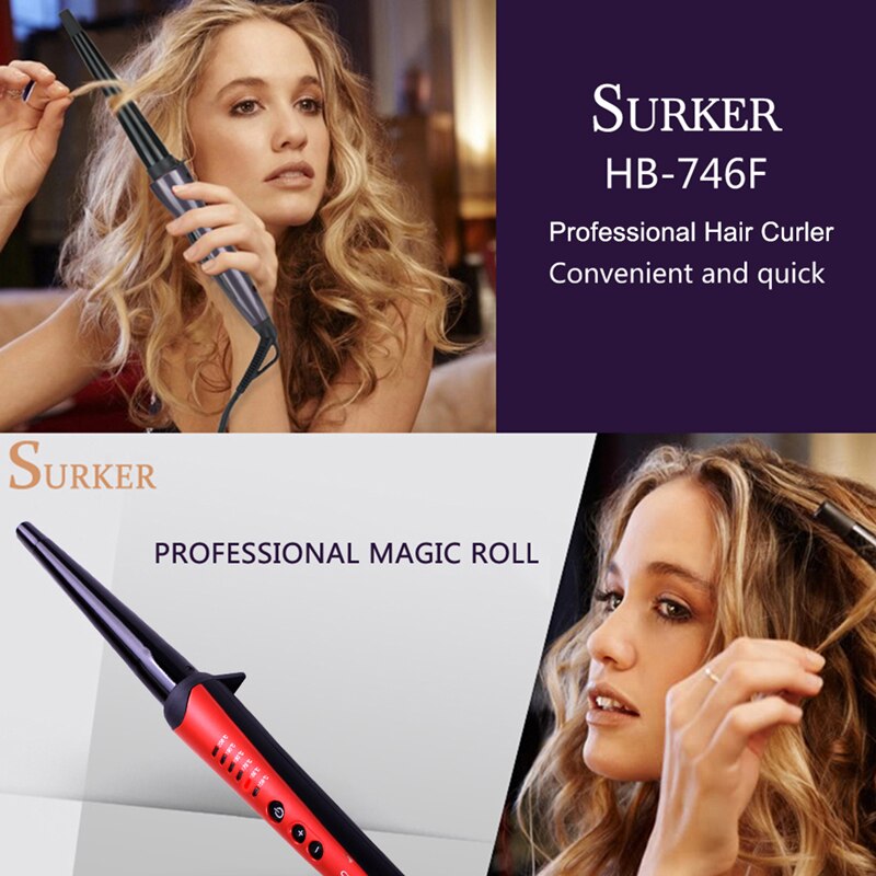 Surker professional Hair Curling Iron Hair waver Pear Flower Cone Electric  Styling Tools for Women bigodini