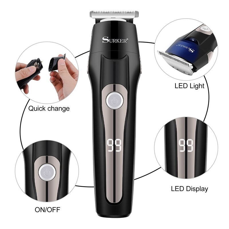 Surker men grooming kit hair trimmer electric body beard trimmer LCD display - surker