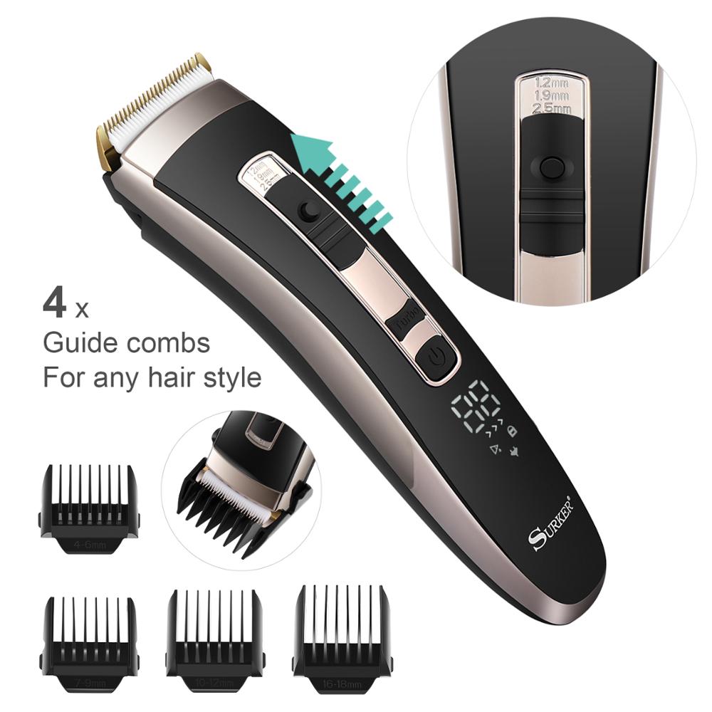 Surker Professional Digital Hair Trimmer Men's Rechargeable ElectricCordless N°669 - surker