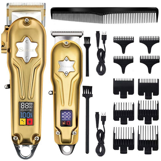 Surker Full metal professional hair clipper combo kit barber cordless SK-660F - surker